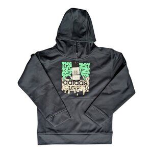 ADIDAS ~ Boy's Badge of Sport Slime Hoodie ~ Green Small (8)
